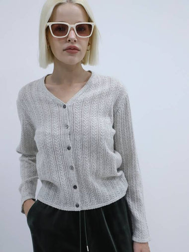 Women s Cashmere Cardigan Gray GANISH KNIT - TINA BLOSSOM - BALAAN 1