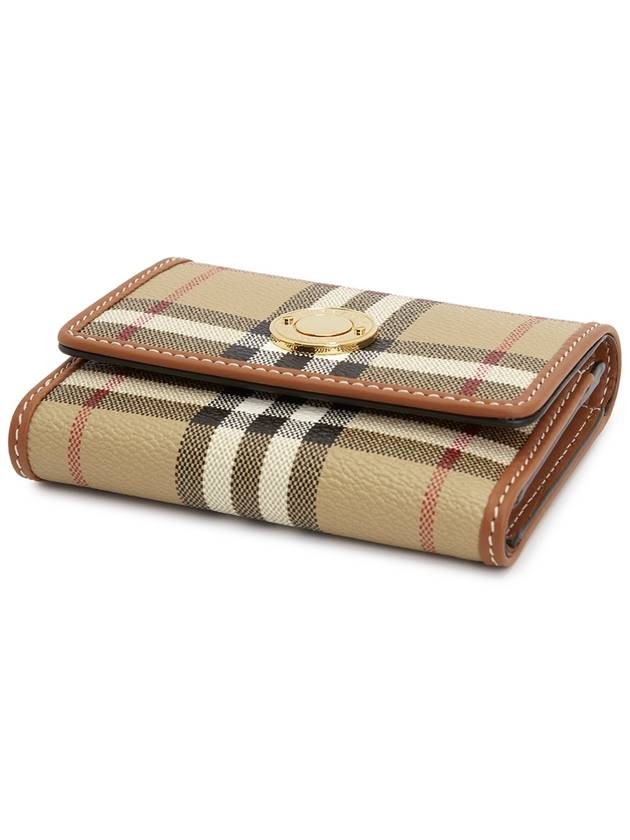 Women's Checked Leather Small Half Wallet Archive Beige - BURBERRY - BALAAN 4