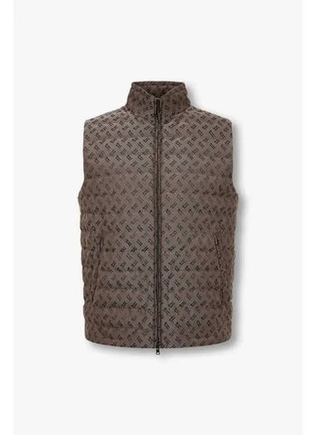 Men s Jacquard Logo Down Padded Vest Dark Brown - HERNO - BALAAN 1