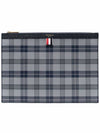 Tartan Pebble Grain Leather Clutch Bag Grey - THOM BROWNE - BALAAN 2