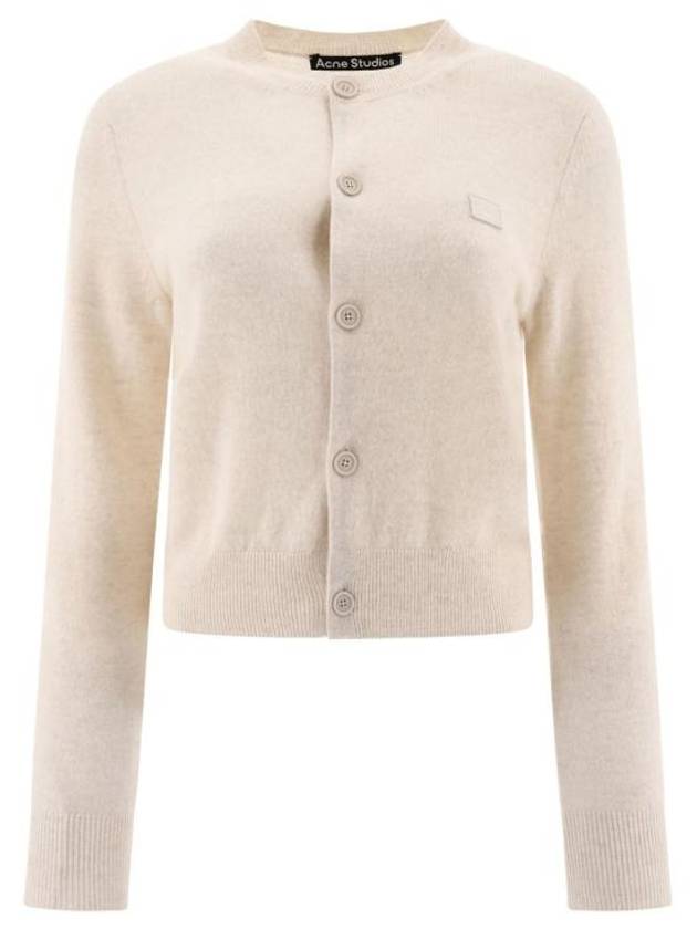 Face Patch Crop Cardigan White - ACNE STUDIOS - BALAAN 2