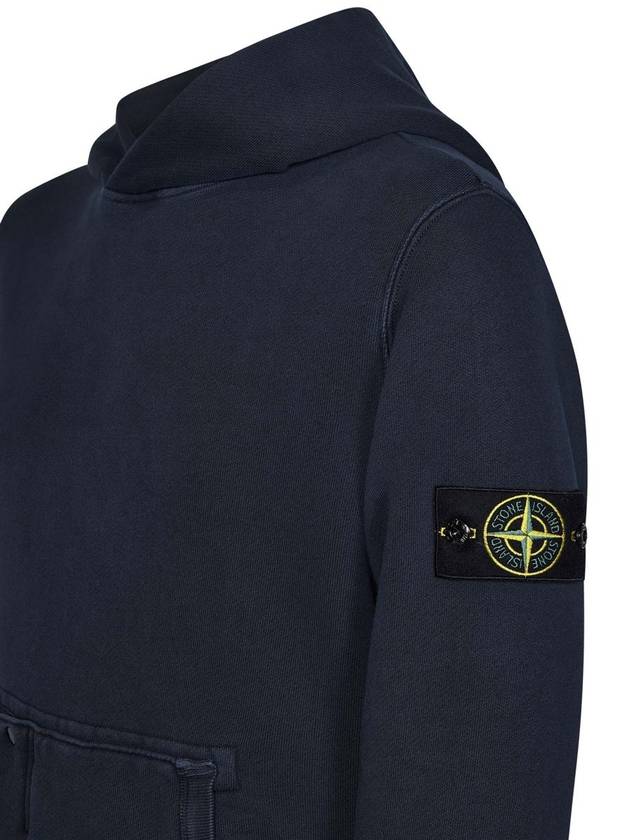 Old Effect Cotton Diagonal Fleece Hoodie Navy - STONE ISLAND - BALAAN 4