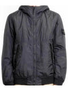 Men's Garment Dyed Crinkle Reps Recycled Nylon Primaloft TC Hooded Jacket Black - STONE ISLAND - BALAAN 5