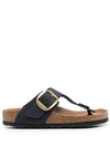 Gizeh Big Buckle Nubuck Leather Flip Flop Black - BIRKENSTOCK - BALAAN 2