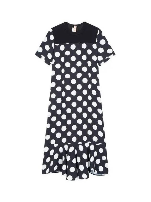 Dot pattern short sleeve dress black - MARNI - BALAAN 1