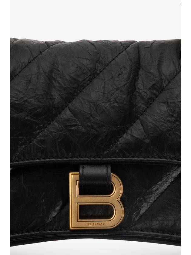 Women's Crush Logo Gold Chain Small Shoulder Bag Black - BALENCIAGA - BALAAN 7