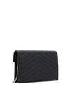 Cassandre Envelope Chain Shoulder Bag In Grain De Poudre Leather Noir - SAINT LAURENT - BALAAN 6