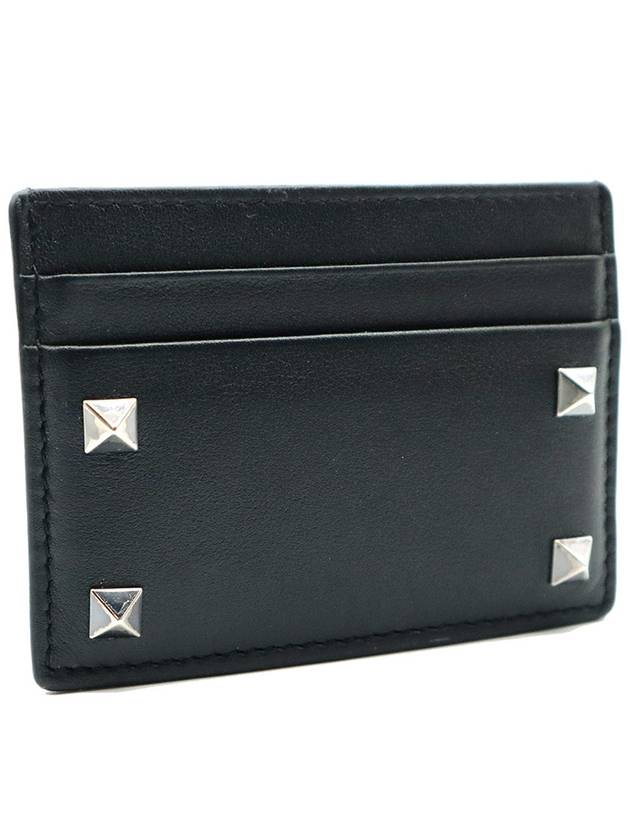 Valentino 1Y2P0655VH3 Black Leather Rockstud Card Wallet - VALENTINO - BALAAN 3