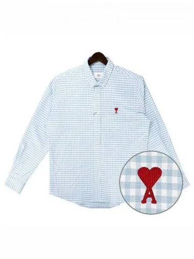 Men s heart logo check long sleeve shirt 271967 - AMI - BALAAN 1