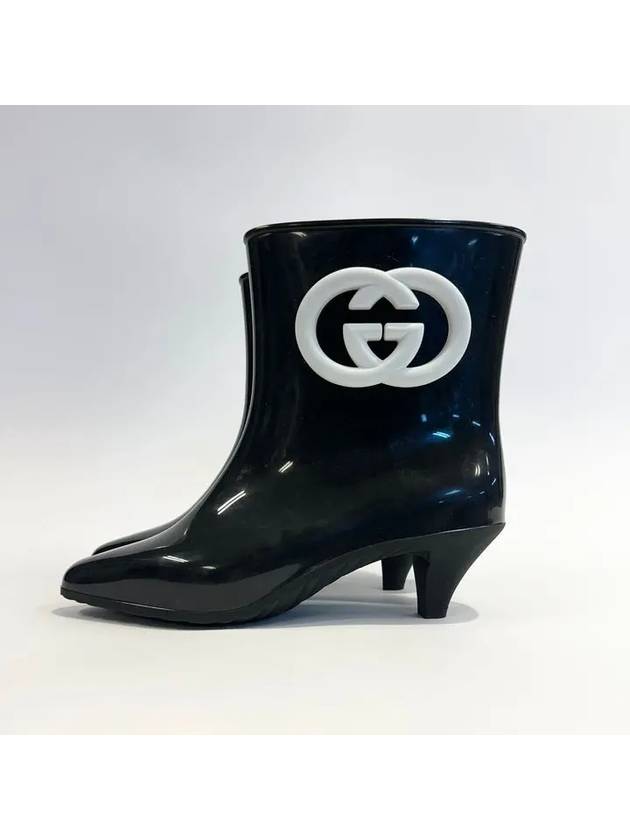 Interlocking G Shiny Rubber Ankle Middle Boots Black - GUCCI - BALAAN 5