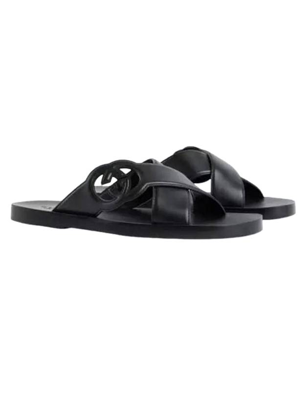 Interlocking G Slide Sandals Black - GUCCI - BALAAN 1