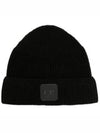 Logo Patch Cotton Ribbed Beanie Black - CP COMPANY - BALAAN 2