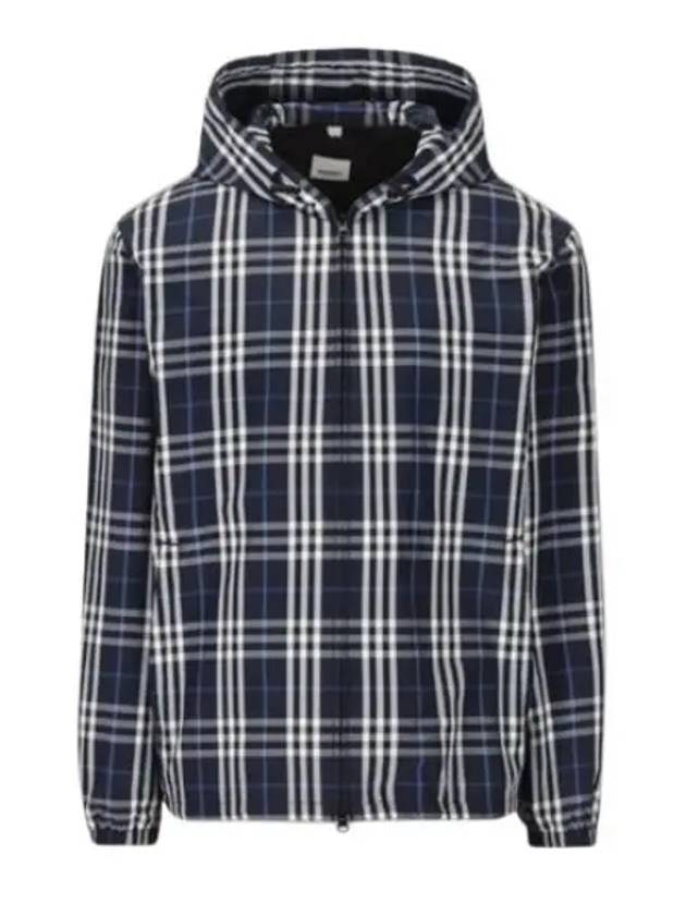 Check Polyamide Hooded Jacket Navy - BURBERRY - BALAAN 2