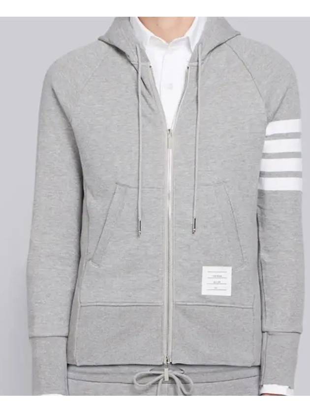 Engineered 4 Bar Diagonal Zip Up Hoodie Light Grey - THOM BROWNE - BALAAN 7