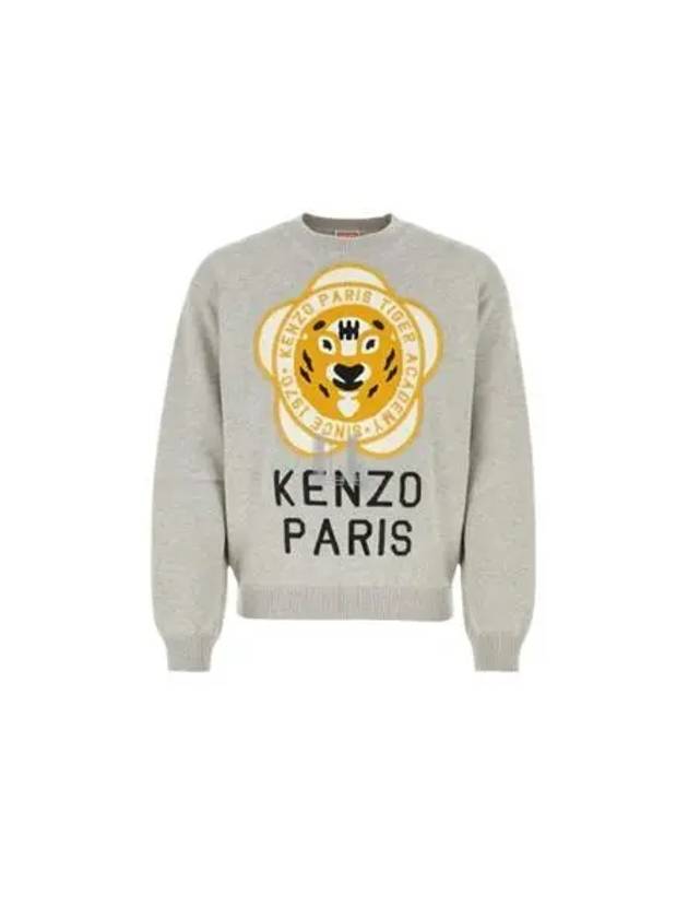 Tiger Academy Logo Knit Top Pale Grey - KENZO - BALAAN 2