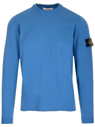 Wappen Patch Crew Neck Knit Top Powder Blue - STONE ISLAND - BALAAN 1