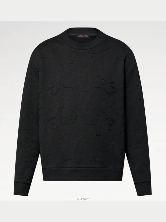 1AFXO9 Embroidered Cotton Jersey Crew Neck - LOUIS VUITTON - BALAAN 5