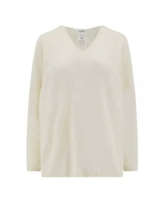 Freccia V-neck Cashmere Knit Top White - MAX MARA - BALAAN 2