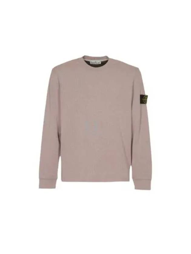 Compass Badge Crew Neck Ribbed Cotton Knit Top Pink - STONE ISLAND - BALAAN 2