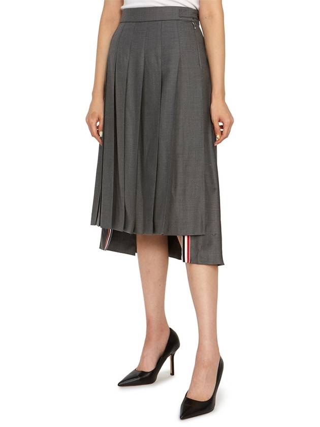 Super 120S Twill Below Knee Pleated Skirt Medium Grey - THOM BROWNE - BALAAN 6