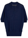 Back Stitch Wool Polo Knit Top Blue - MAISON MARGIELA - BALAAN 3