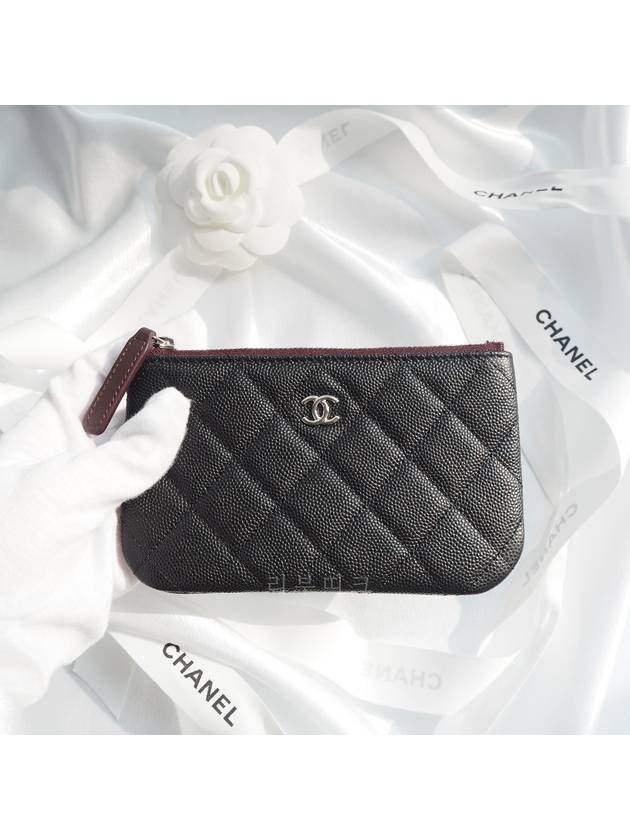 Classic Mini Pouch Grained Calfskin Silver Black - CHANEL - BALAAN 4