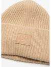 Face Patch Ribbed Wool Beanie Biscuit Beige - ACNE STUDIOS - BALAAN 3