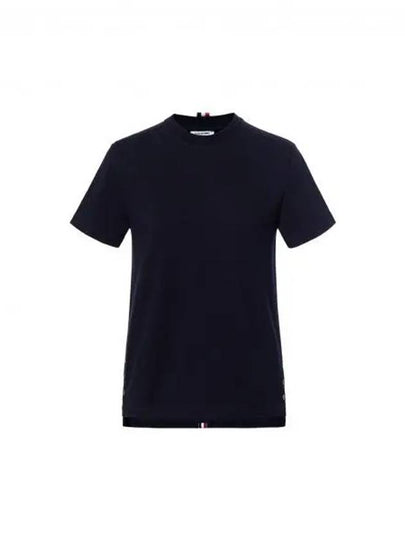 Center Back Stripe Classic Cotton Pique Relaxed Fit Short Sleeve T-Shirt Navy - THOM BROWNE - BALAAN 2