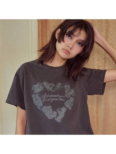 Heart Bear Pigment Cropped Short Sleeve T-Shirt Smoke Black - CPGN STUDIO - BALAAN 2