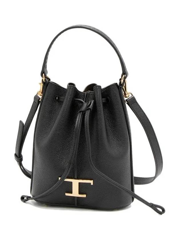 T Timeless Leather Micro Logo Bucket Bag Black - TOD'S - BALAAN 3