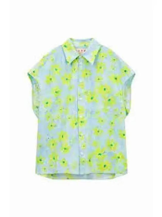 Floral Printing Short Sleeve Shirt Aqua Marine - MARNI - BALAAN 2