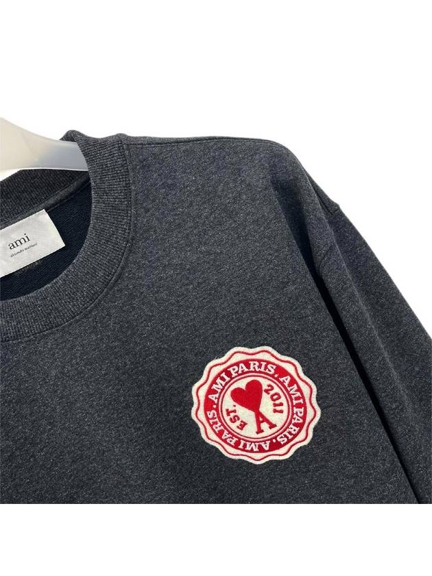 Heart Logo Patch Sweatshirt Grey - AMI - BALAAN 3