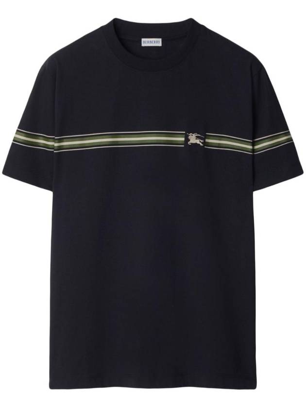 Striped Cotton Short Sleeve T-Shirt Black - BURBERRY - BALAAN 1