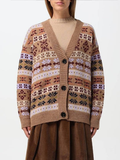 Eccelso Jacquard Wool Alpaca Cardigan Hazelnut Brown - WEEKEND MAX MARA - BALAAN 2