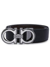 Men's Gancini Reversible Leather Belt Black - SALVATORE FERRAGAMO - BALAAN 2