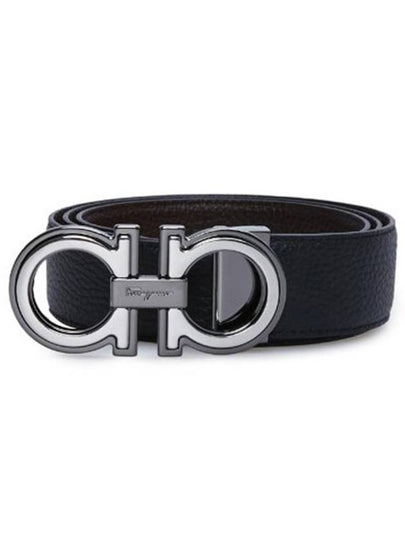 Men's Gancini Reversible Leather Belt Black - SALVATORE FERRAGAMO - BALAAN 2