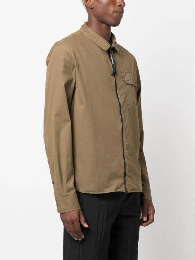 Gabardine Zipped Long Sleeve Shirt Khaki - CP COMPANY - BALAAN 4