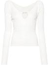 Le haut Pralu Logo Detail Cut-Out Viscose Knit Top White - JACQUEMUS - BALAAN 1