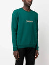 Embroidered Logo Crew Neck Sweatshirt Green - SAINT LAURENT - BALAAN 5