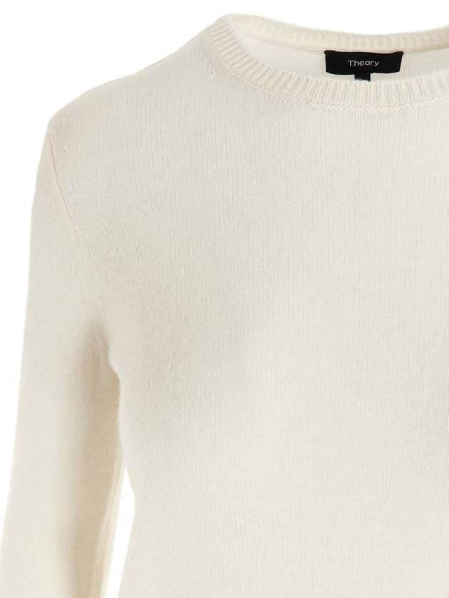 Women's Crew Neck Cashmere Knit Top White - THEORY - BALAAN 5