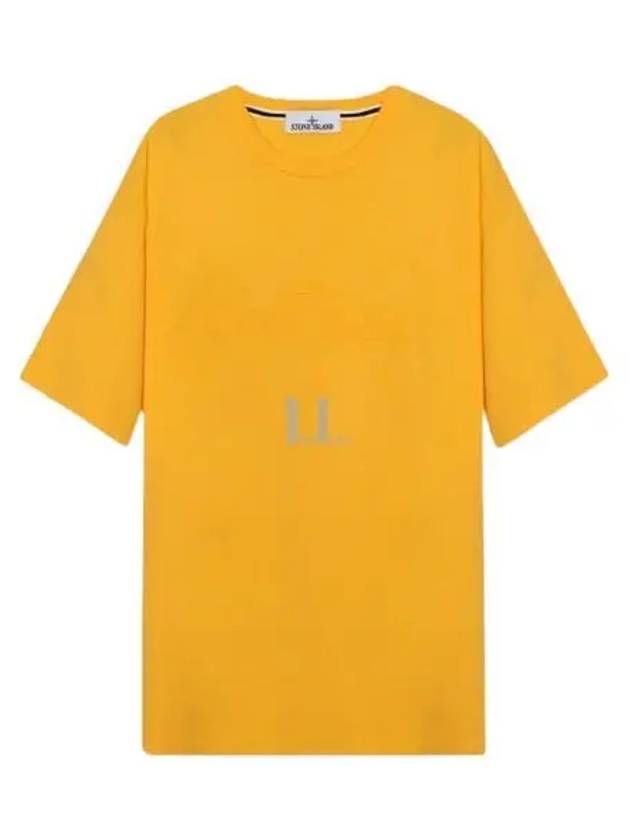 Men's Logo Short Sleeve T-Shirt Yellow - STONE ISLAND - BALAAN 2