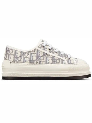 Walk'n' Platform Oblique Embroidered Low Top Sneakers Grey - DIOR - BALAAN 1