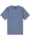 Stripe Minimal Logo Print Short Sleeve T-Shirt Blue - A.P.C. - BALAAN 2