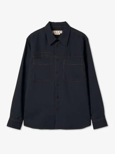 Classic Collar Virgin Wool Long Sleeve Shirt Blue - MARNI - BALAAN 2