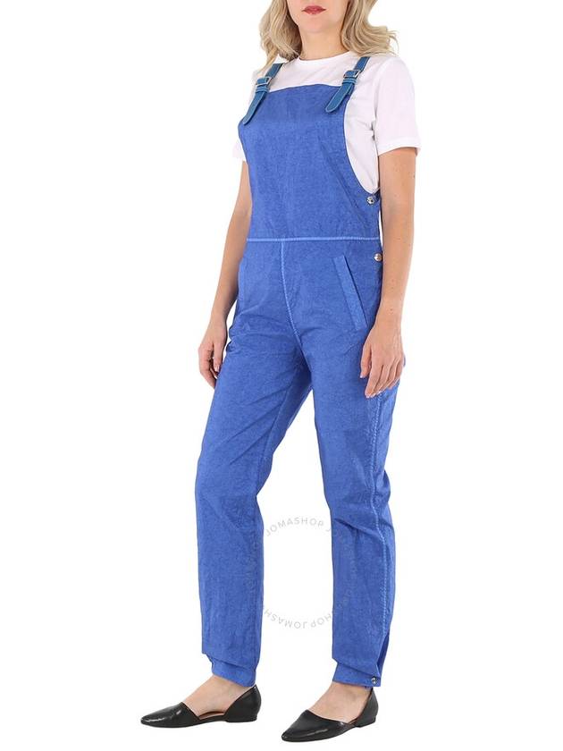 Burberry Ladies Warm Royal Blue Leather-Trim Canvas Dungarees Jumpsuit, Brand Size 10 (US Size 8) - BURBERRY - BALAAN 3