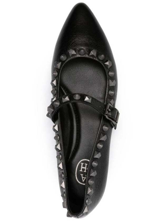 Ash Calf Leather Ballerina Flats With Studs - ASH - BALAAN 3