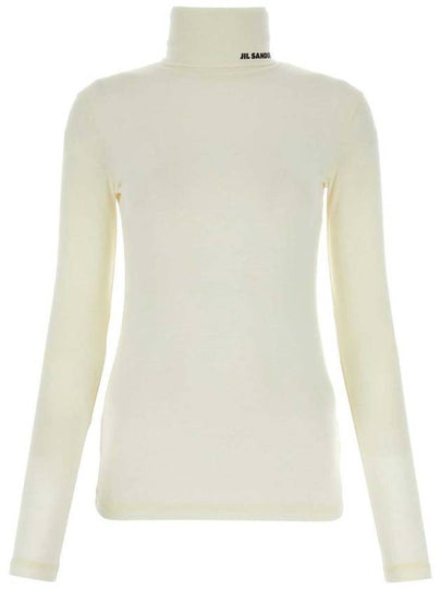 Women's Logo Print High Neck Long Sleeve T-Shirt Natural - JIL SANDER - BALAAN 2