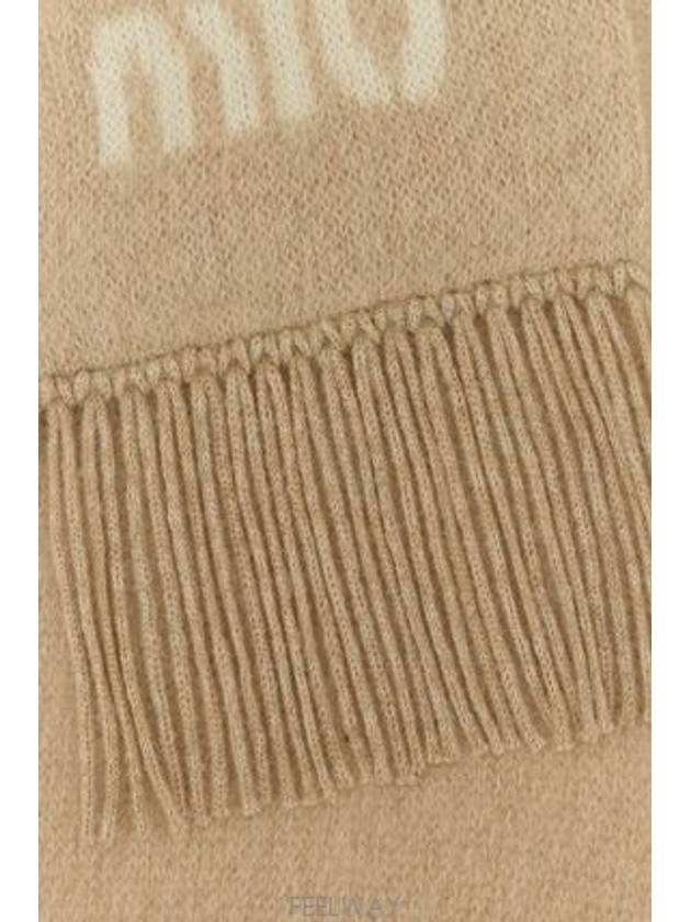 Logo Mohair Fringe Muffler Brown - MIU MIU - BALAAN 4