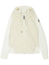 Women's Logo Patch White Hooded Zip-up PWFLPF33 748 - PARAJUMPERS - BALAAN 3