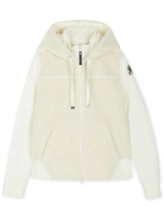 Women's Logo Patch White Hooded Zip-up PWFLPF33 748 - PARAJUMPERS - BALAAN 1